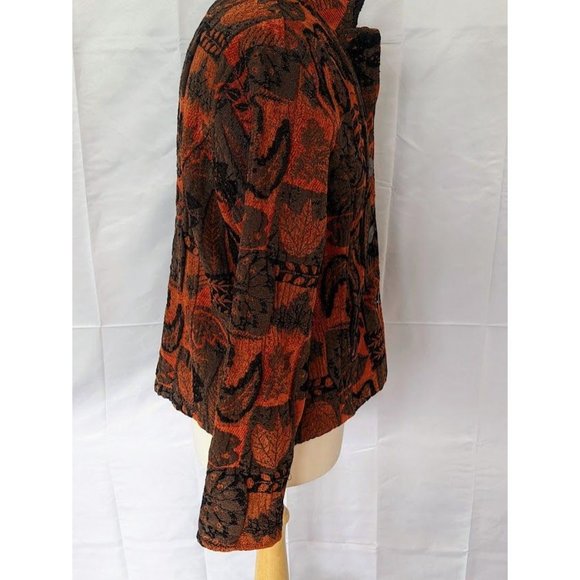Womens Vintage CMC Tapestry 3 Button Blazer Size Large Fall Autumn Leaf Jacquard - Picture 7 of 11